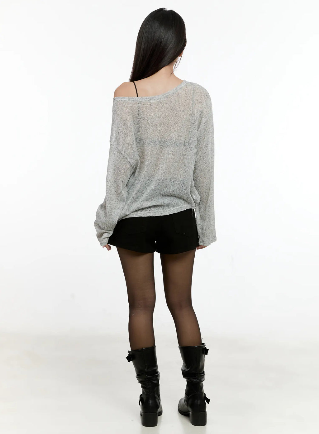 Off-Shoulder Sheer Long-Sleeve Top CG501