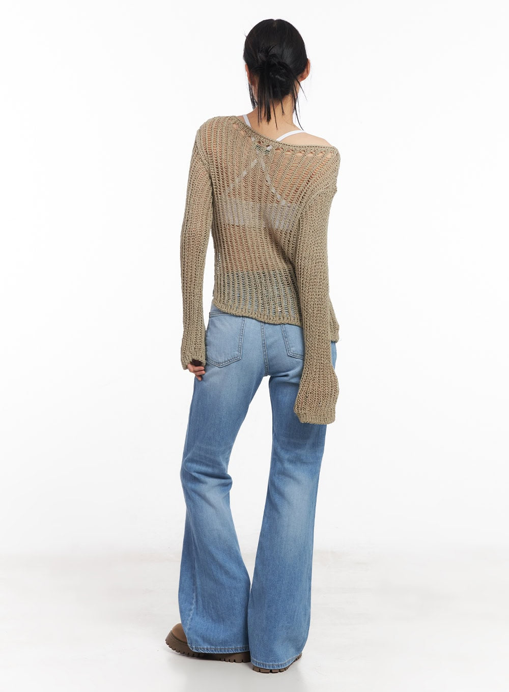 Slit Mesh Knit Sweater Top CY528