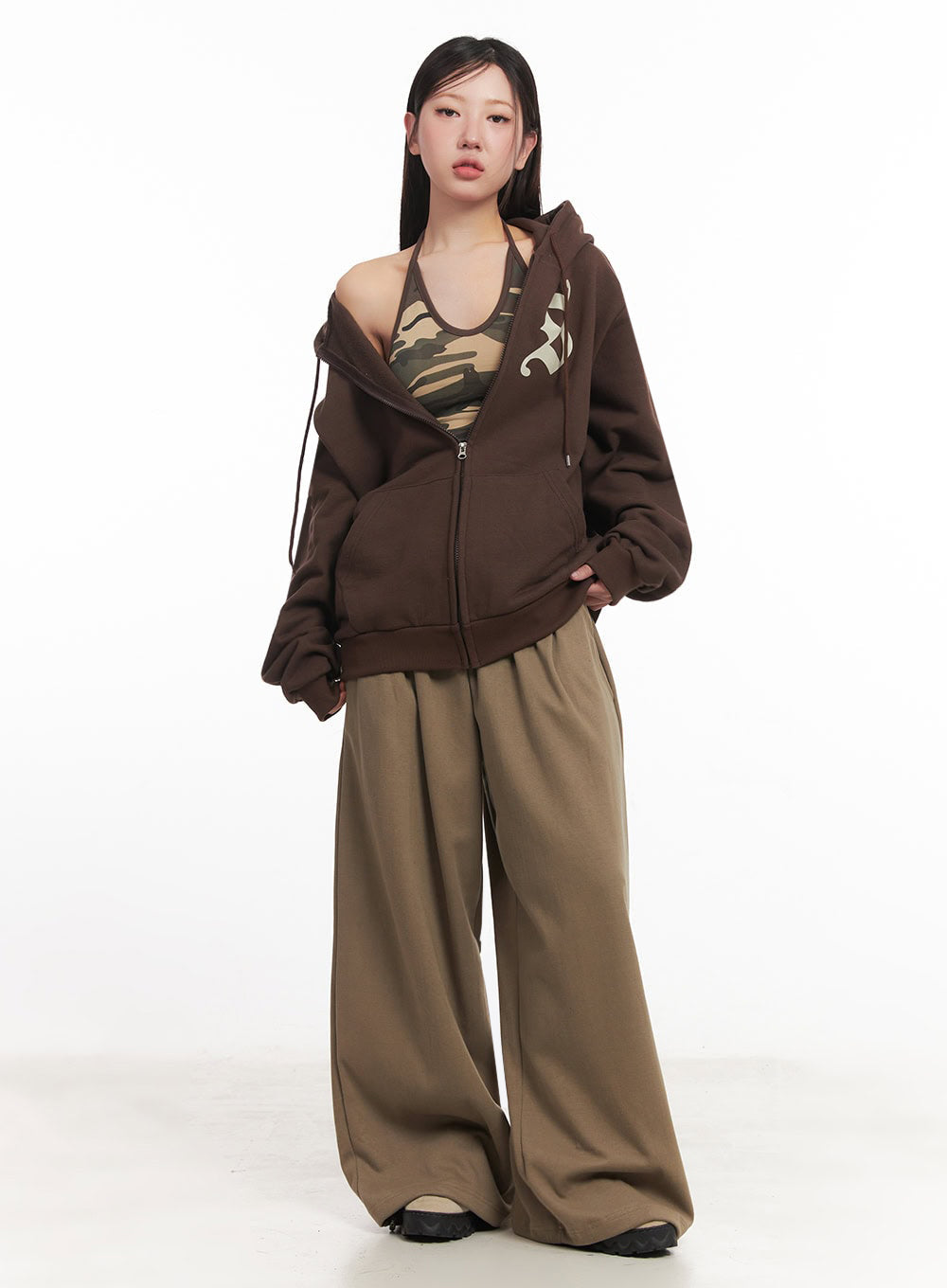 Pintuck Belt Wide-Leg Sweatpants IM528