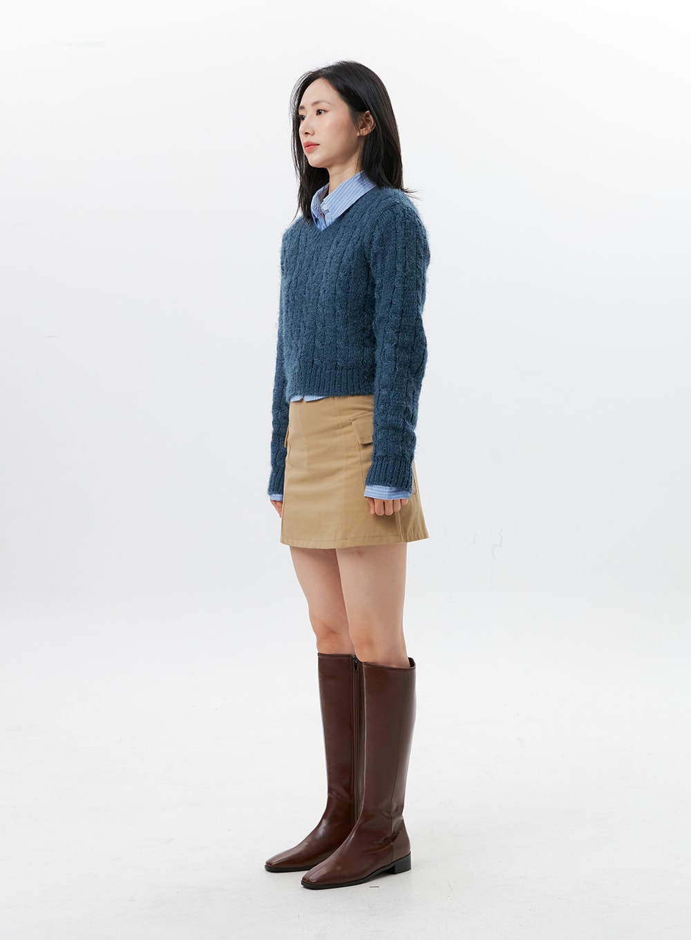 Cable Knit V-Neck Sweater OG315