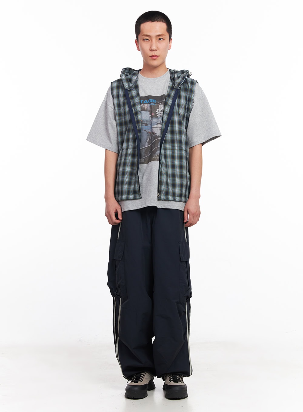 Men's Sleeveless Plaid Vest IU512