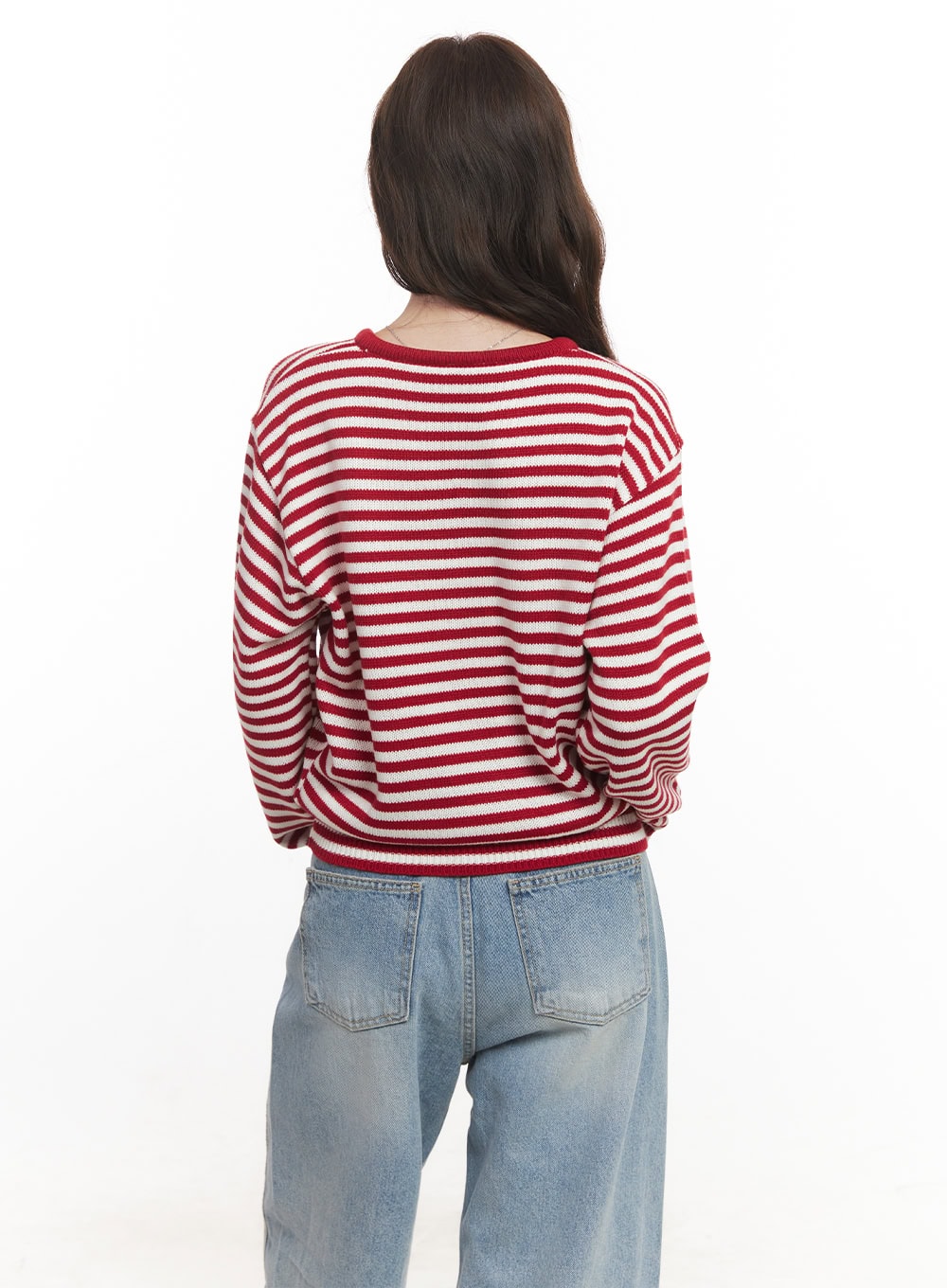 Sweet Apple Stripe V-Neck Sweater CA501