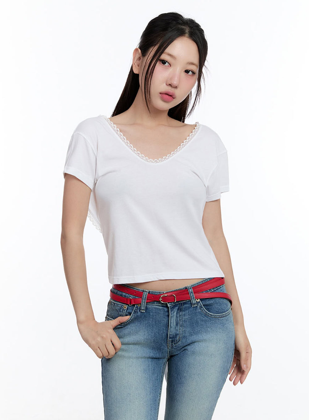 Lace Backless Crop Top IU503