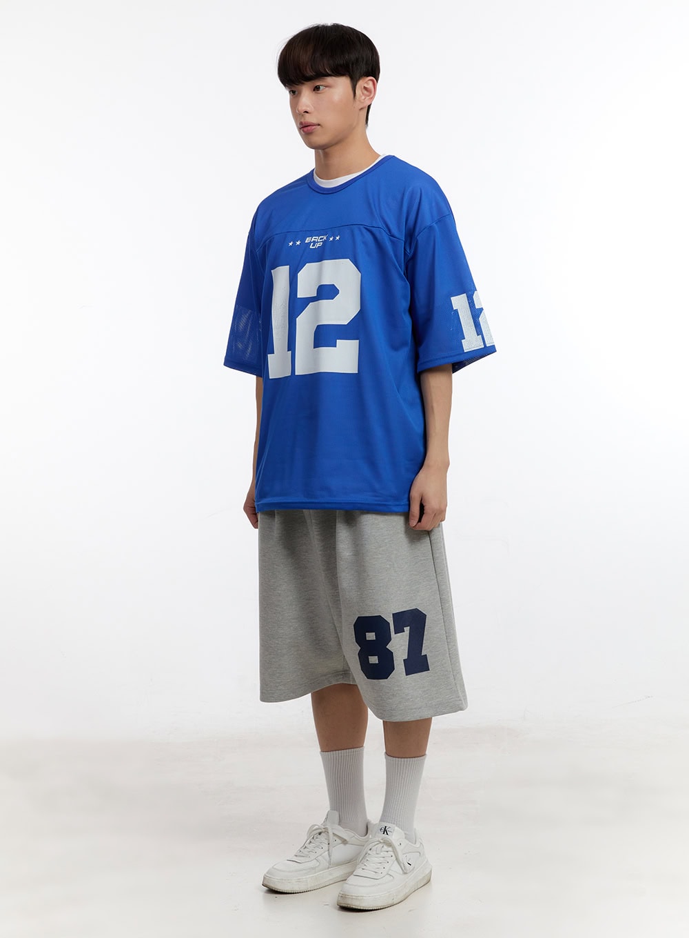 Men's Oversized Graphic Mesh T-Shirt IA504