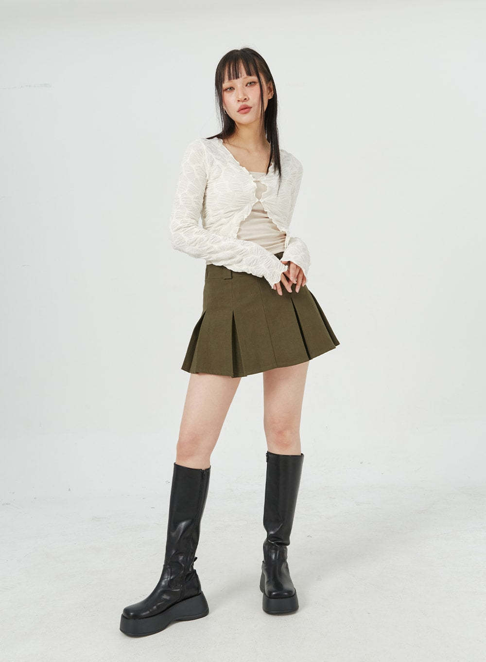 Lace Textured Crop Cardigan CM317