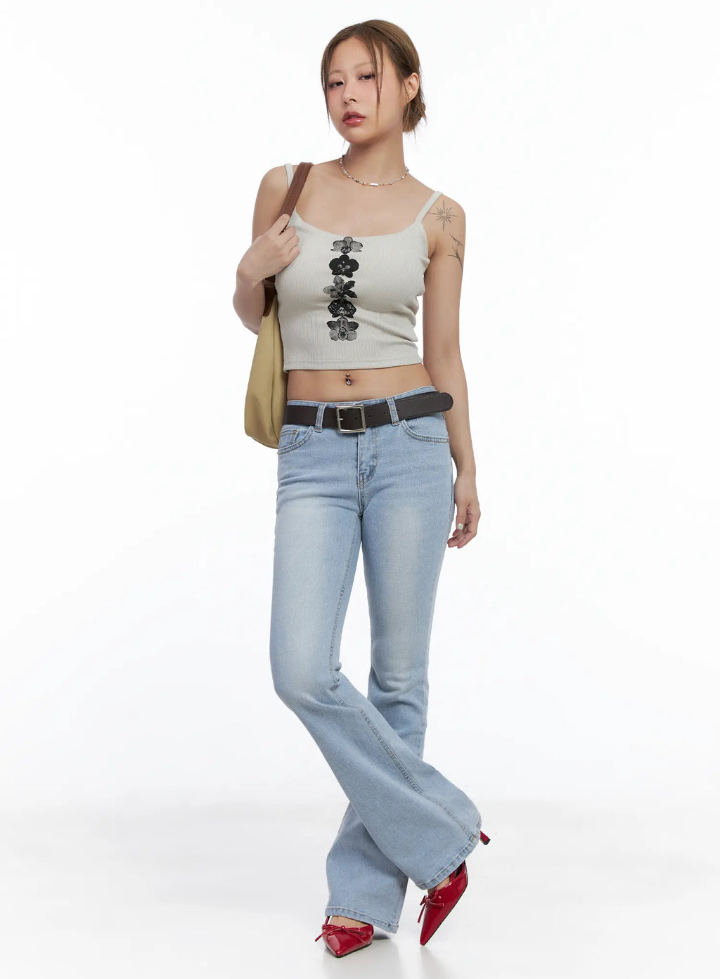 Floral Graphic Ribbed Tank Top CL510