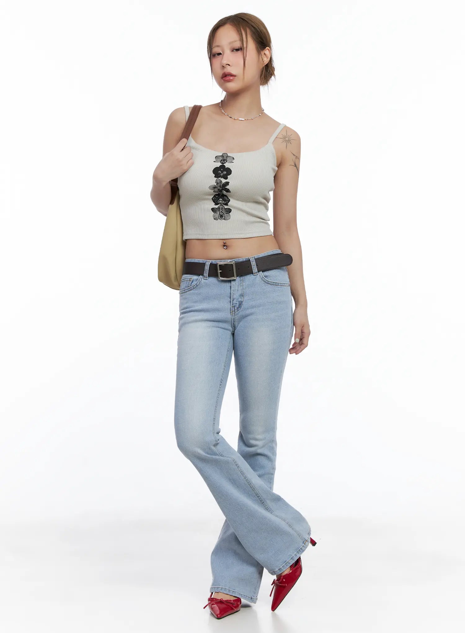 Floral Graphic Ribbed Tank Top CL510