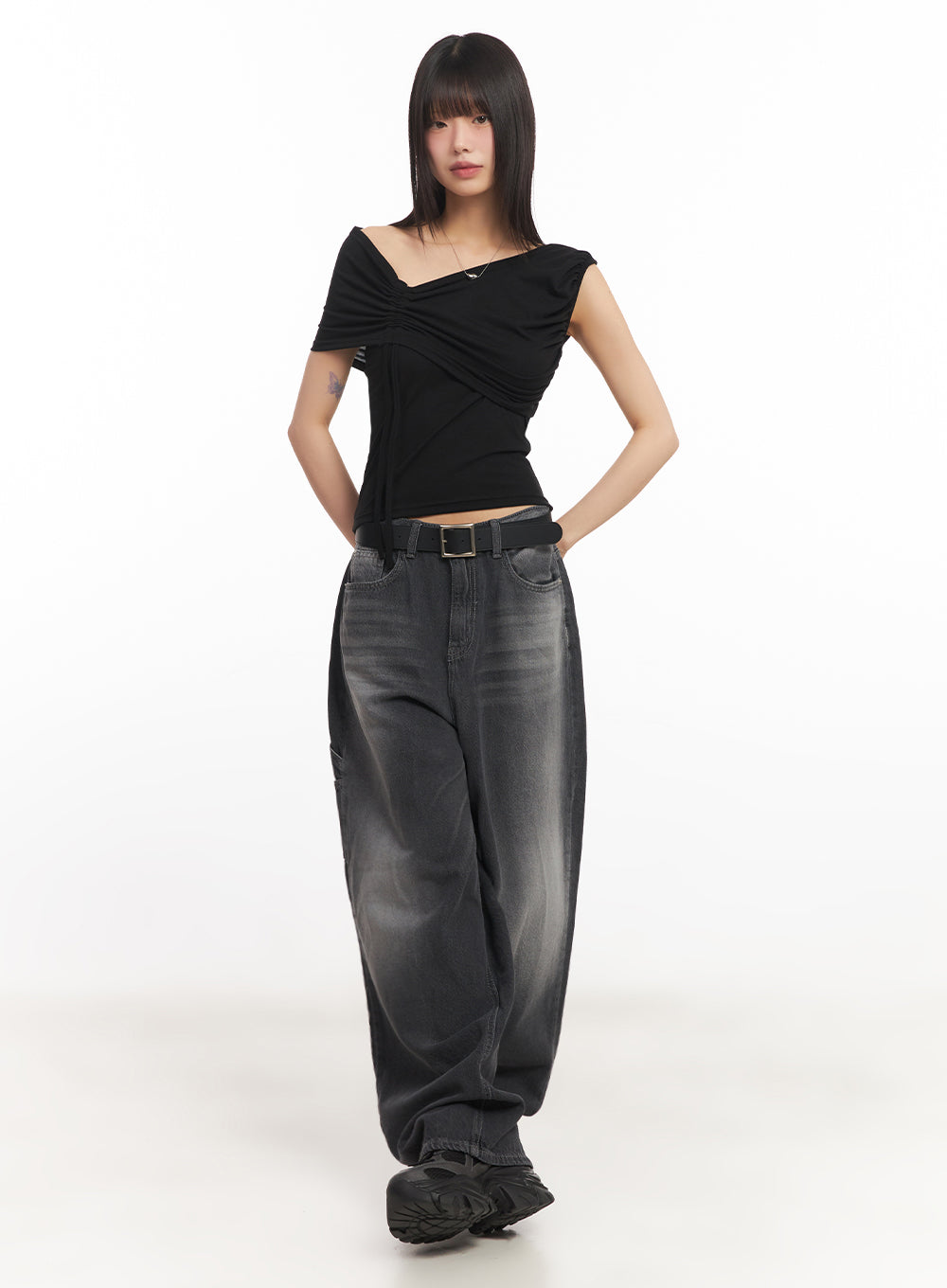 Ribbon One-Shoulder Crop Top IA528