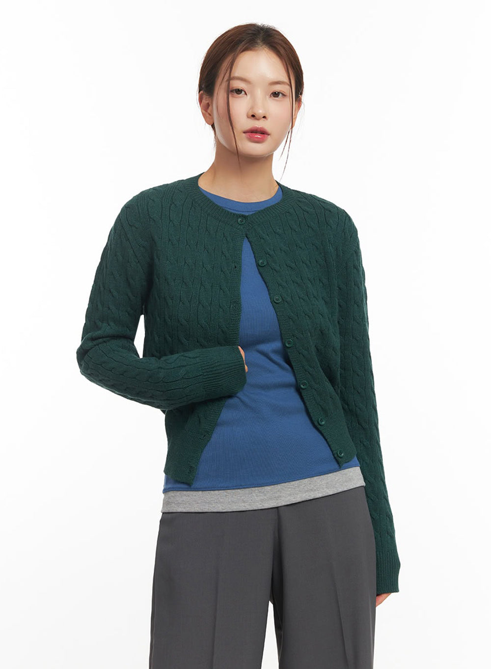 Cable-Knit Buttoned Cardigan IM524