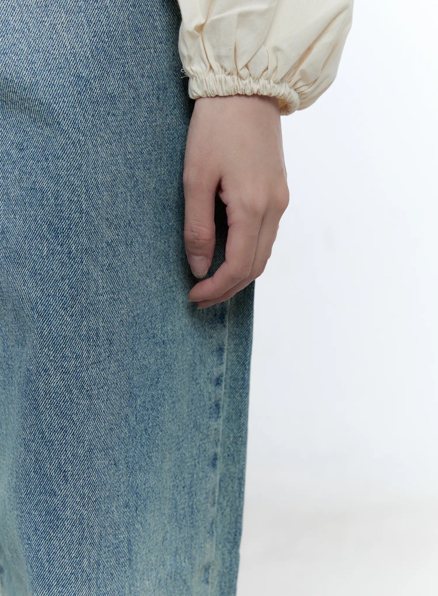 Puff-Sleeve Shirred Blouse CG512