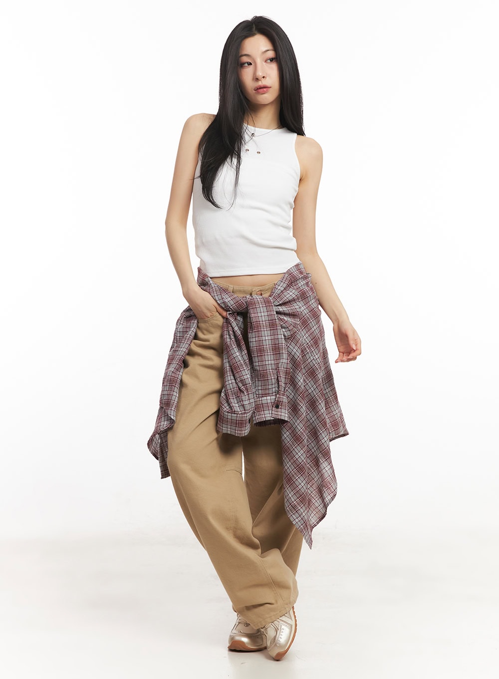 Oversize Checkered Collared Shirt CA504