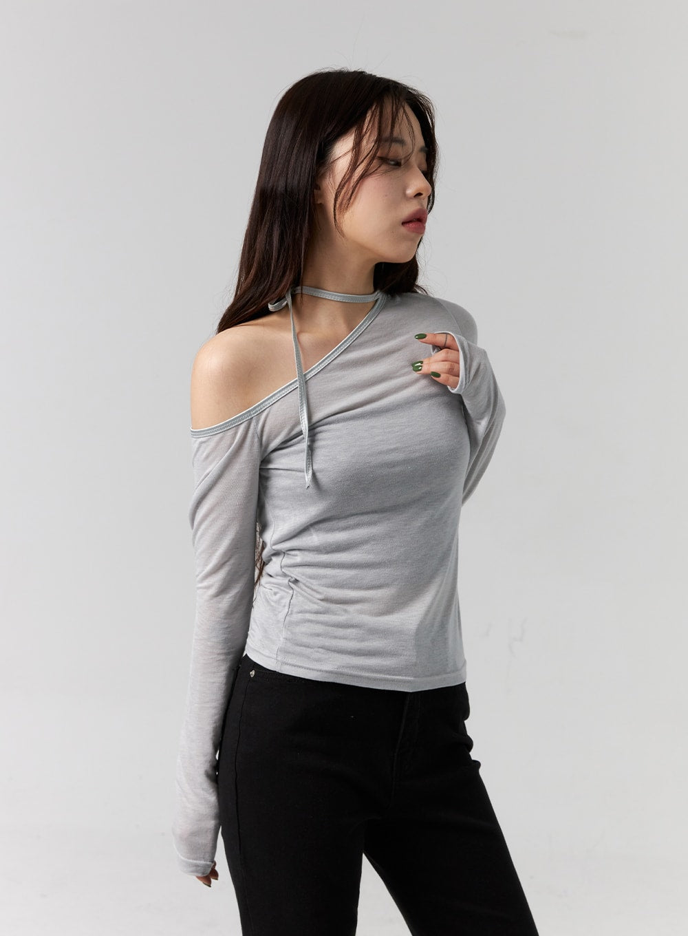 One Shoulder Long Sleeve Top CG317