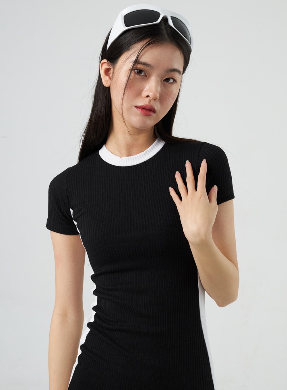 Two Color Knit Mini Dress IY318