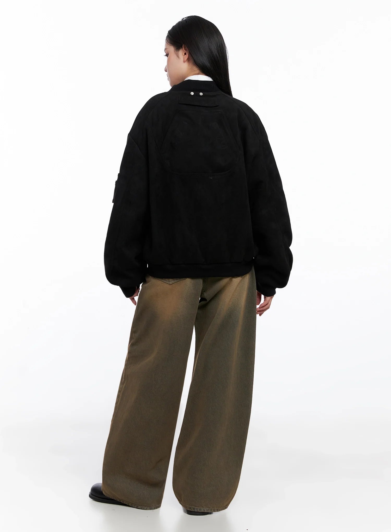 Black Zip-Up Bomber Jacket IS525