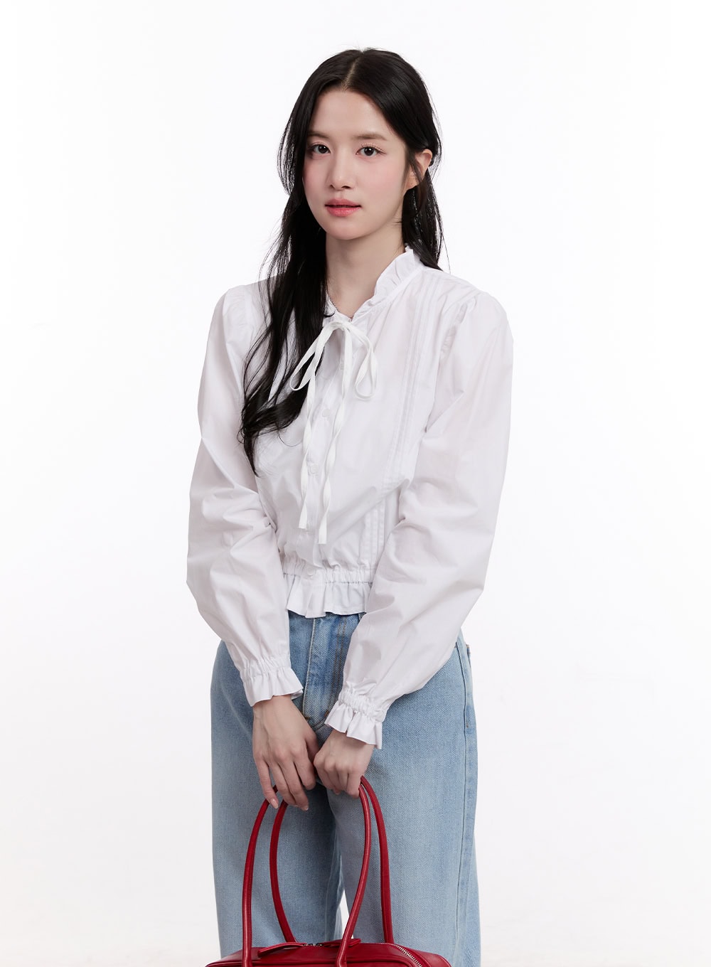 Ribbon Frill Long Sleeve Blouse CM526