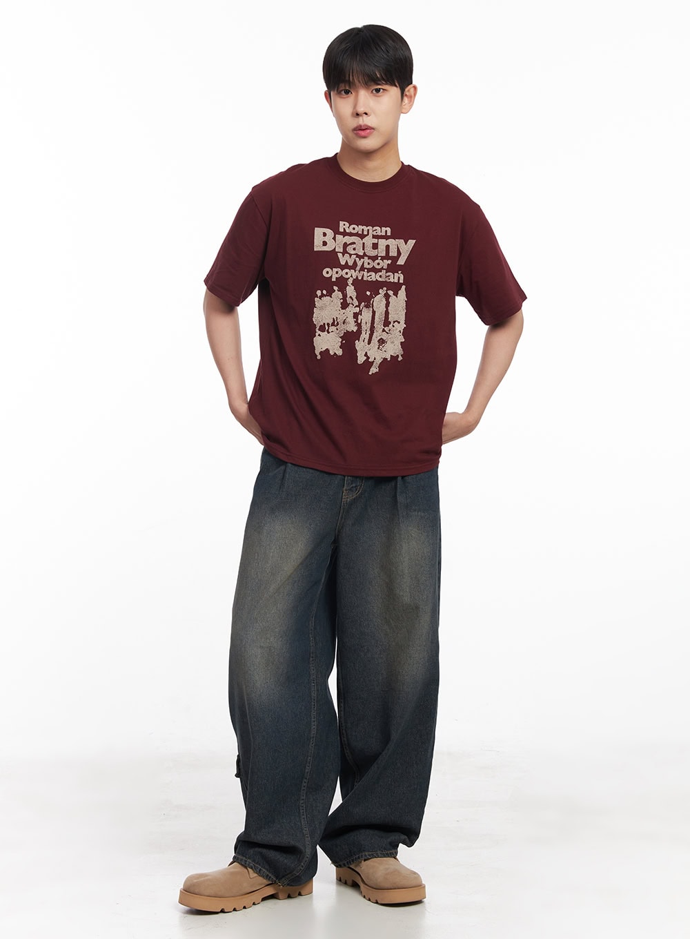 Men's Loose-Fit Round-Neck Graphic T-Shirt IY522