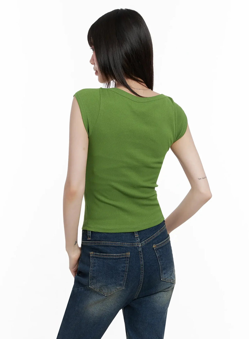 Green Ribbed Knit Top IL531