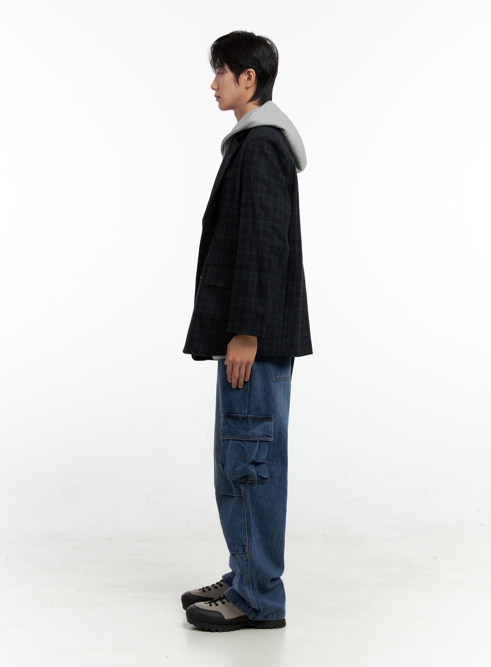 Men's Checkered Button Blazer IN401