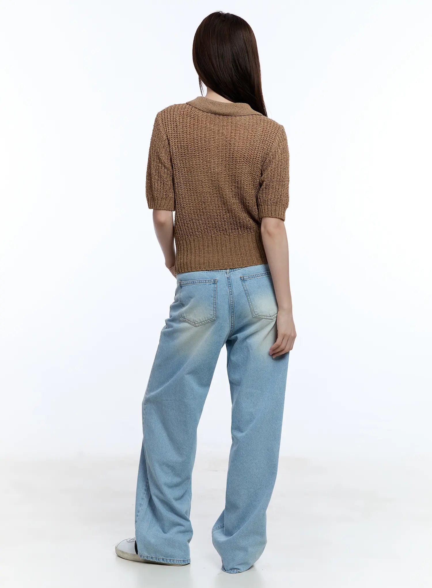 Collared Short Sleeve Sweater CU513