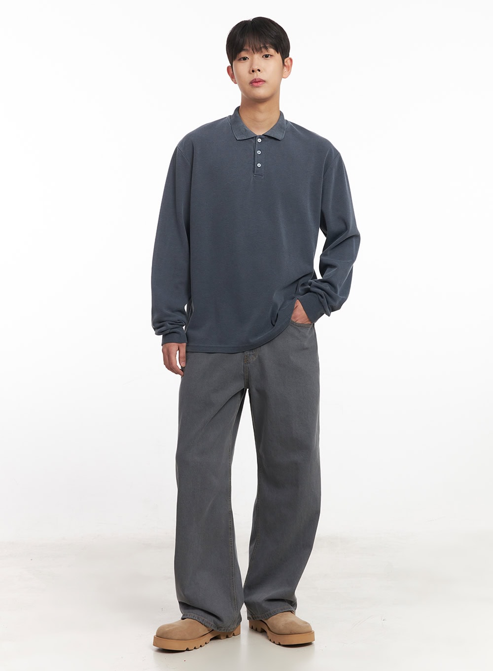 Men's Washed Cotton Collared T-Shirt IM527