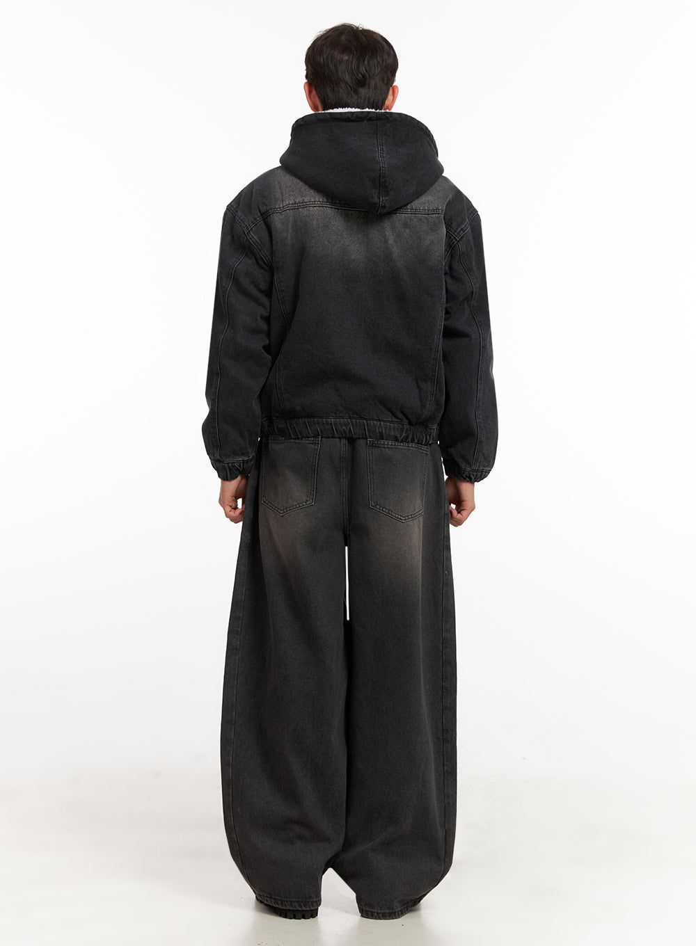 Men's Warm Hooded Zip-Up Denim Jacket ID431