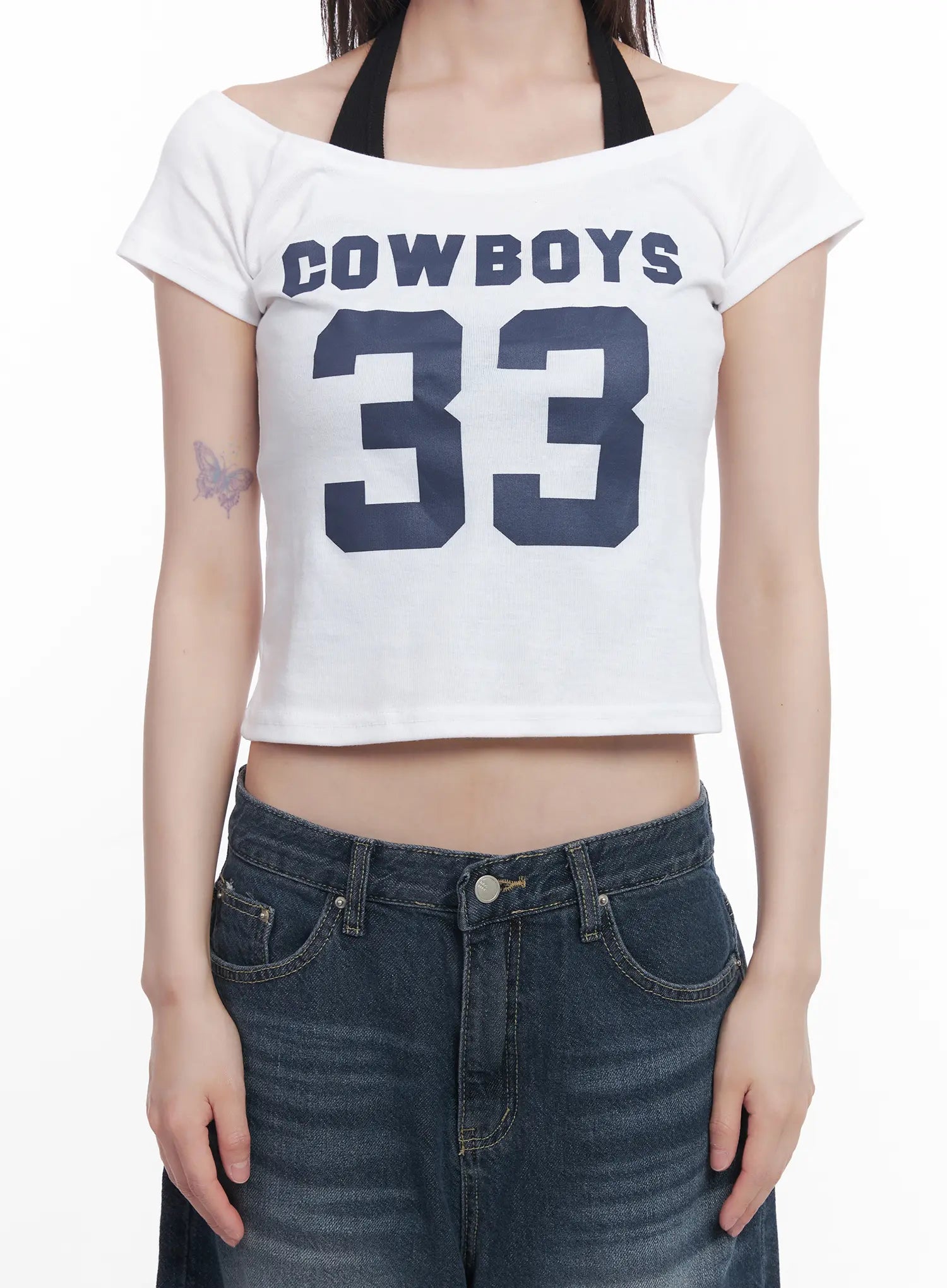 Cowboys Off-Shoulder Crop Tee CU518