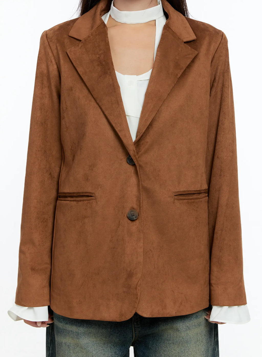 Loose-Fit Suede Blazer CS518