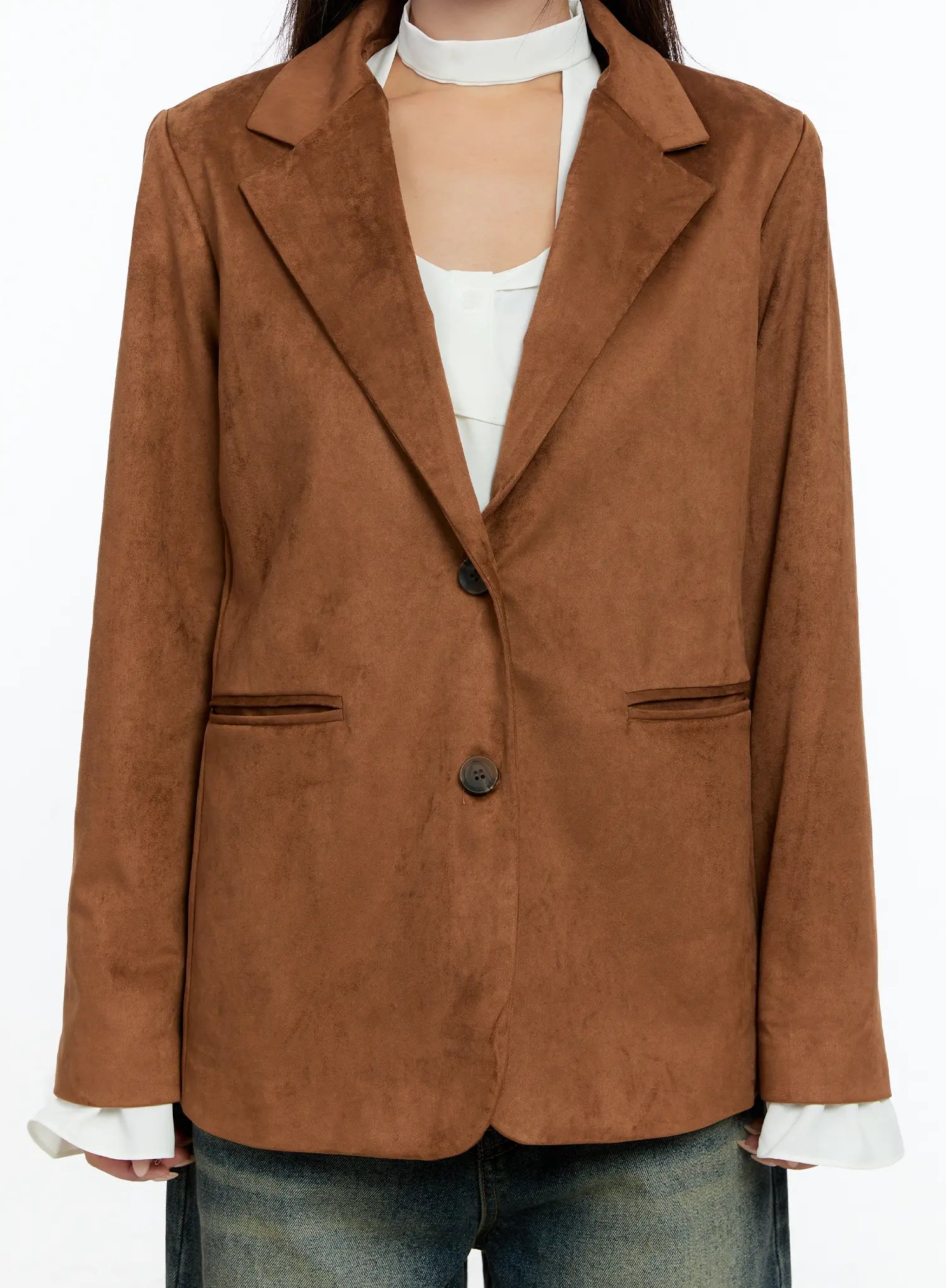 Loose-Fit Suede Blazer CS518