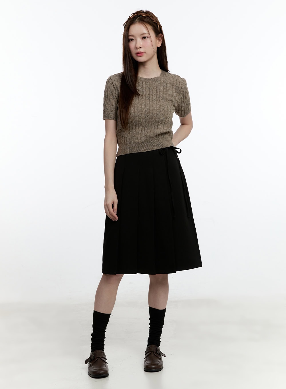 Cable Knit Short Sleeve Sweater CM521
