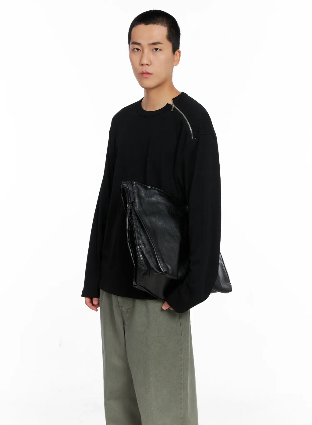 Men's One-Shoulder Zip Long Sleeve  IG529