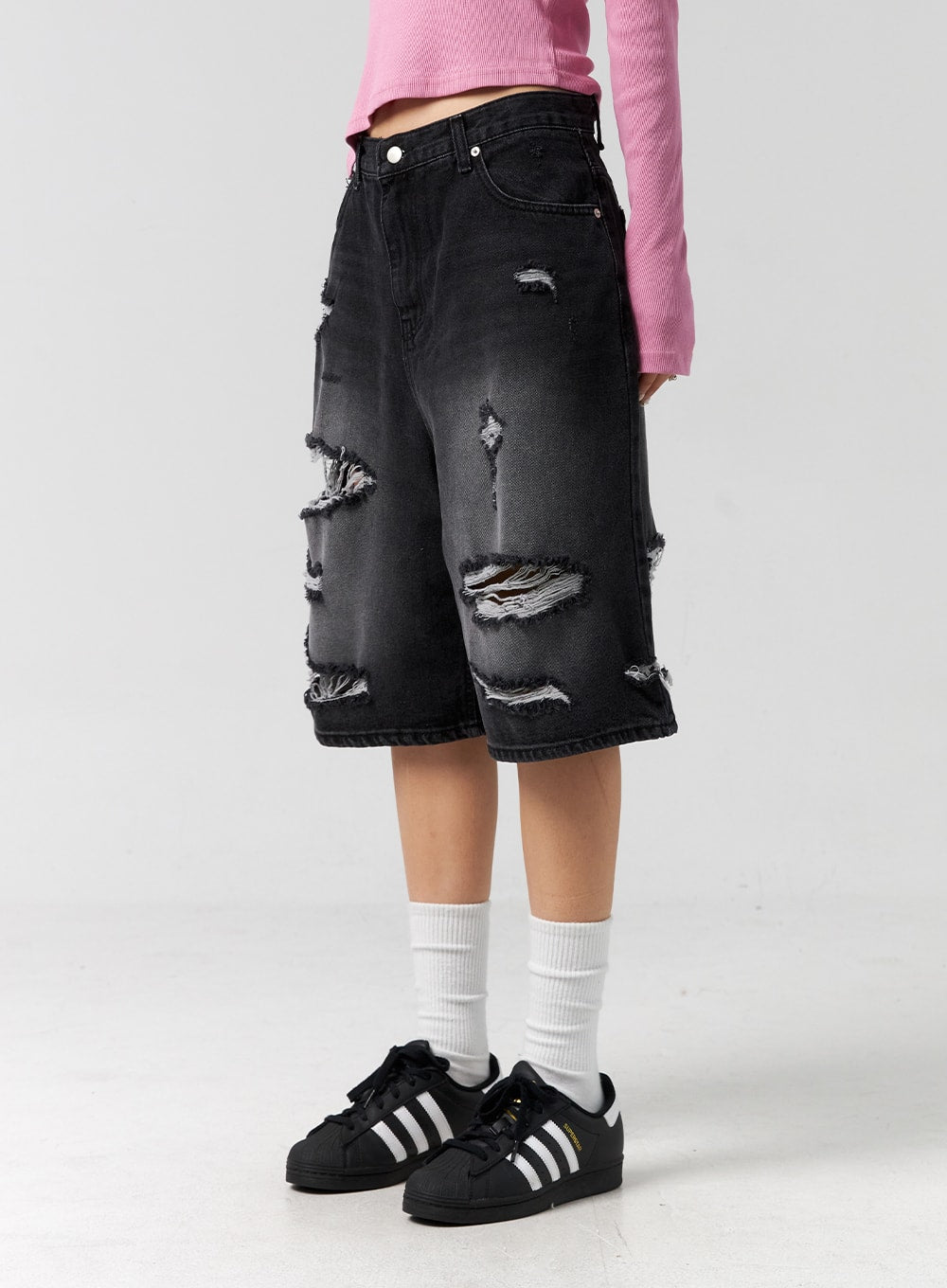 Ripped Bermuda Pants Unisex CG303