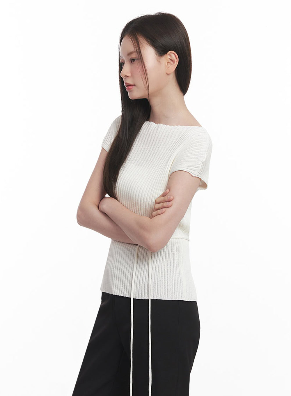 Ribbed String Knit Top IY508