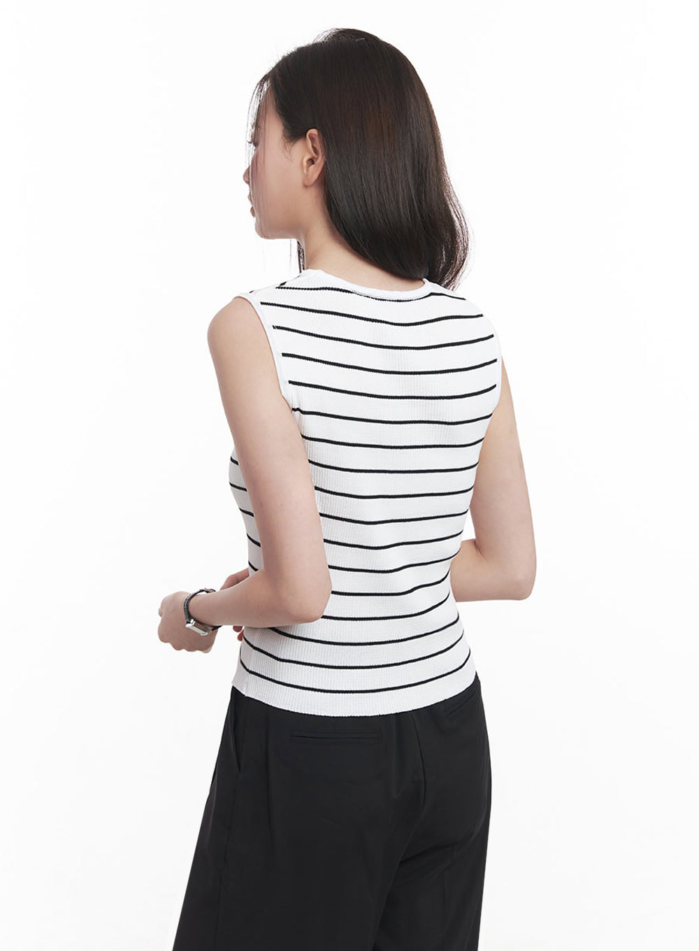 Stripe Slim Sleeveless Top IY509