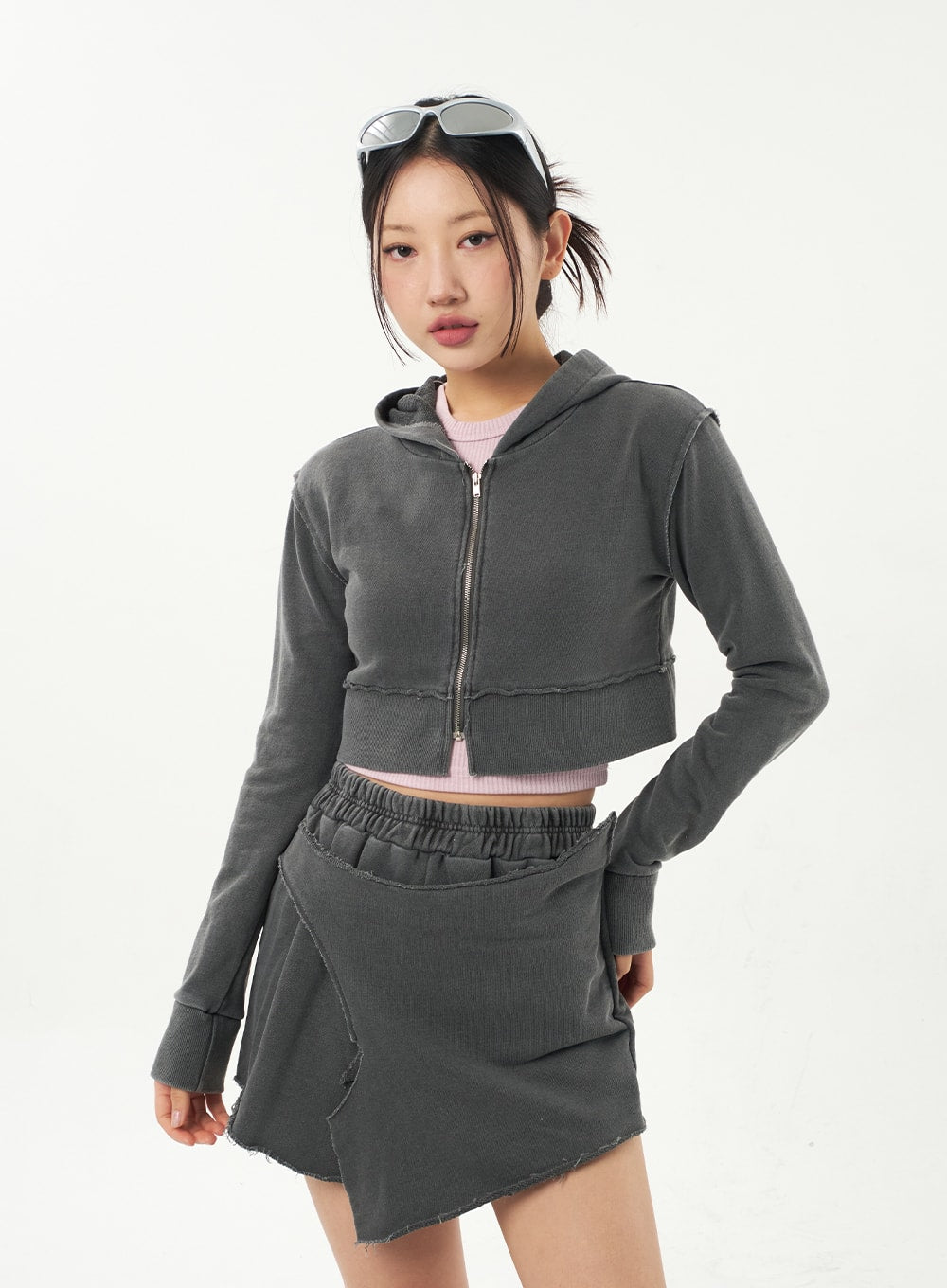Cropped Zip-Up Hoodie CA325