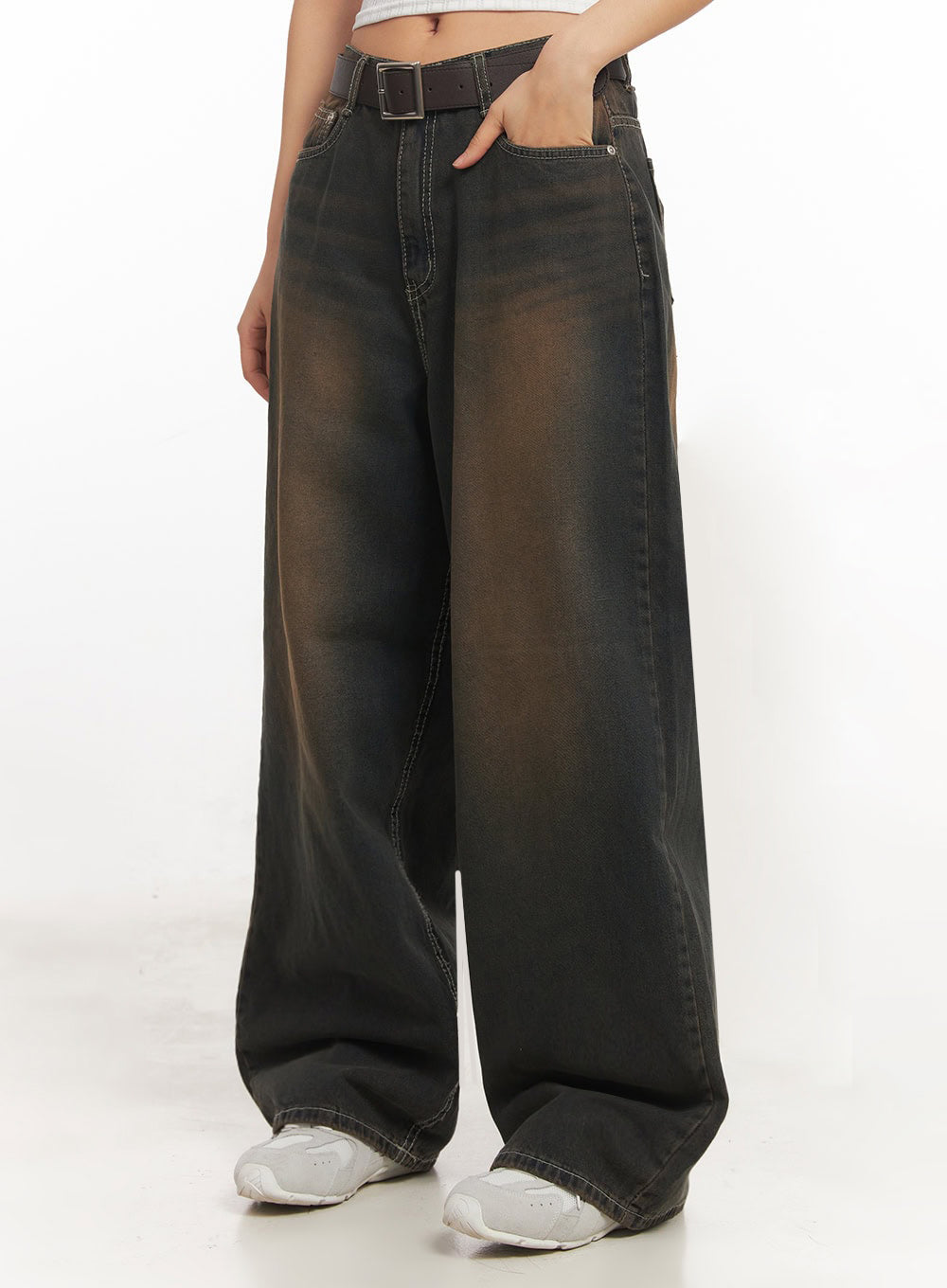 Bethany Vintage Washed Baggy Jeans IA524