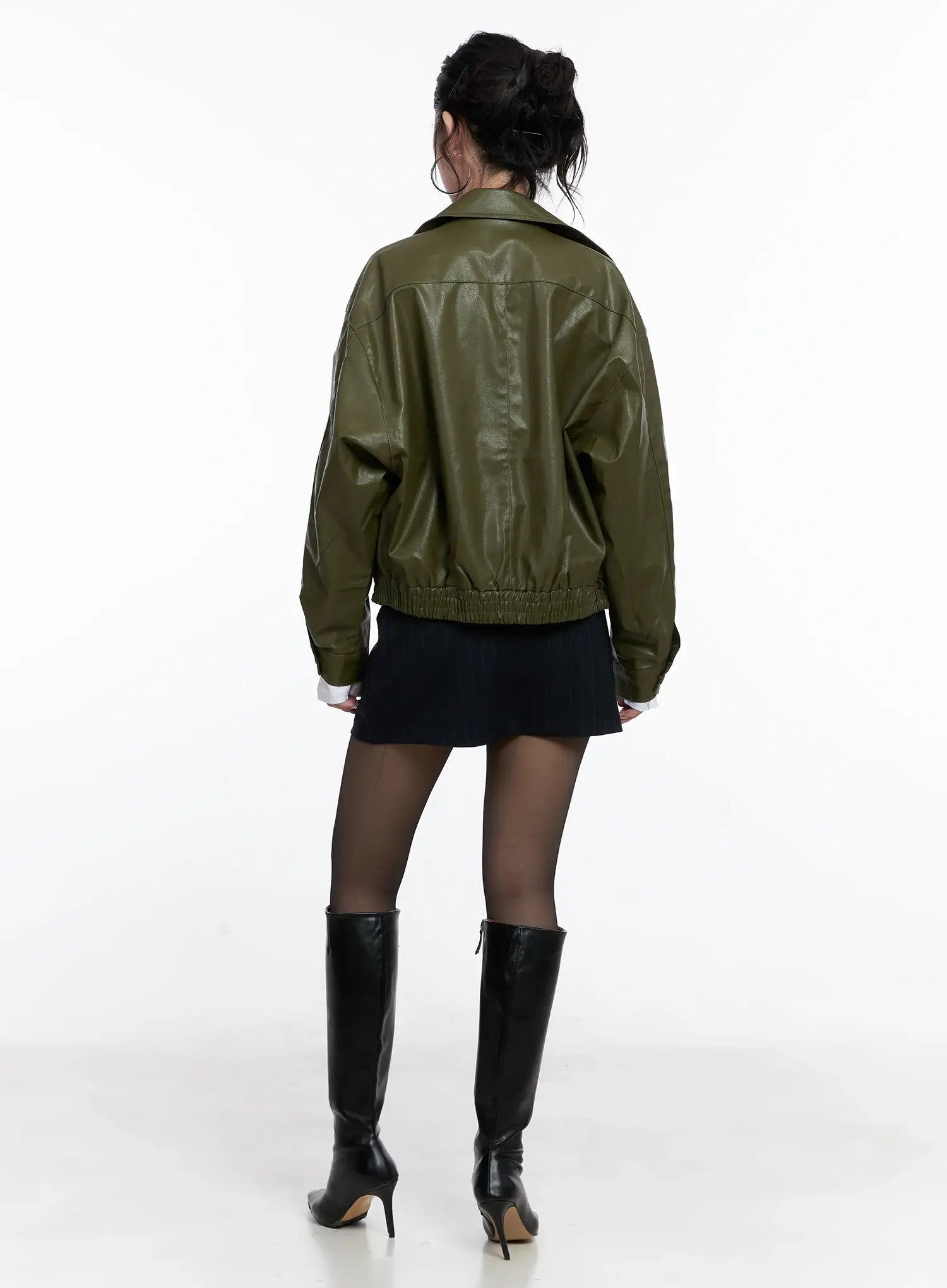 Vegan faux Leather Zip Up Jacket CS512