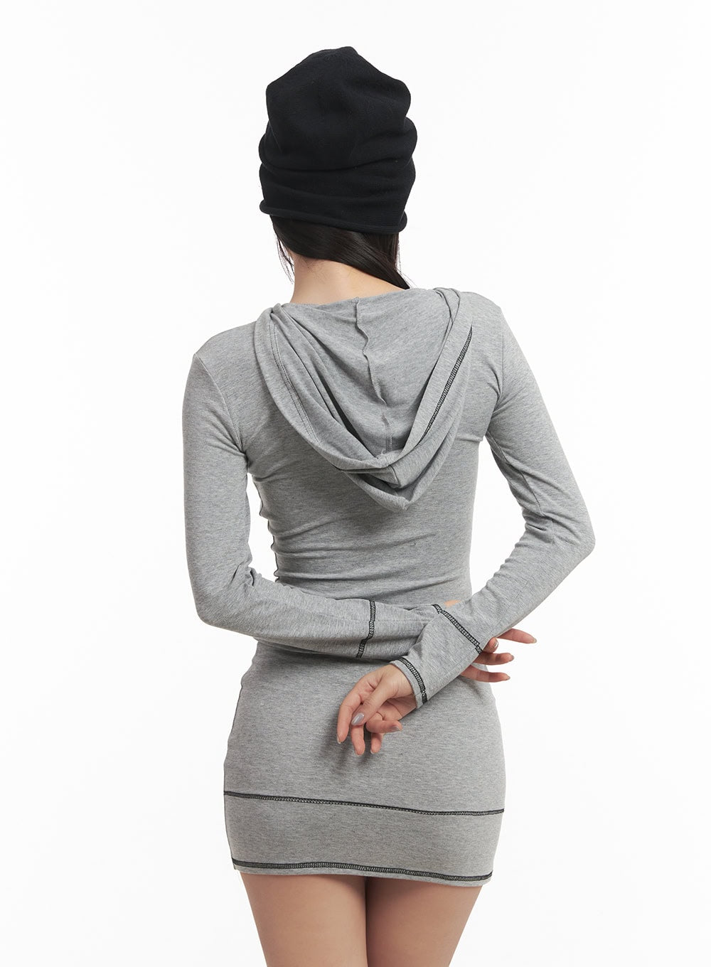 Stitched Slim-Fit Hooded Mini Dress CF520