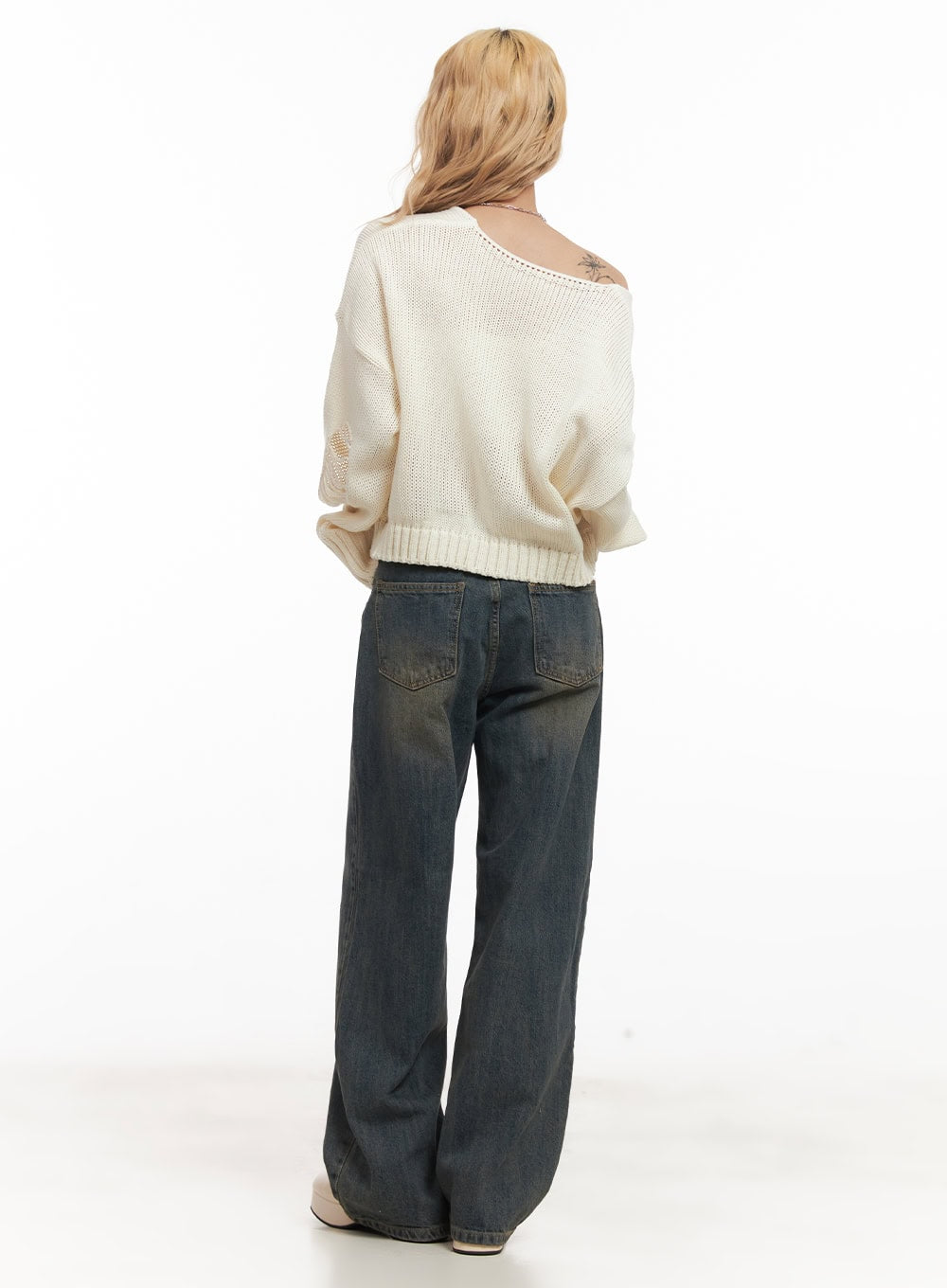 Destroyed Oversized Crop Sweater CM505