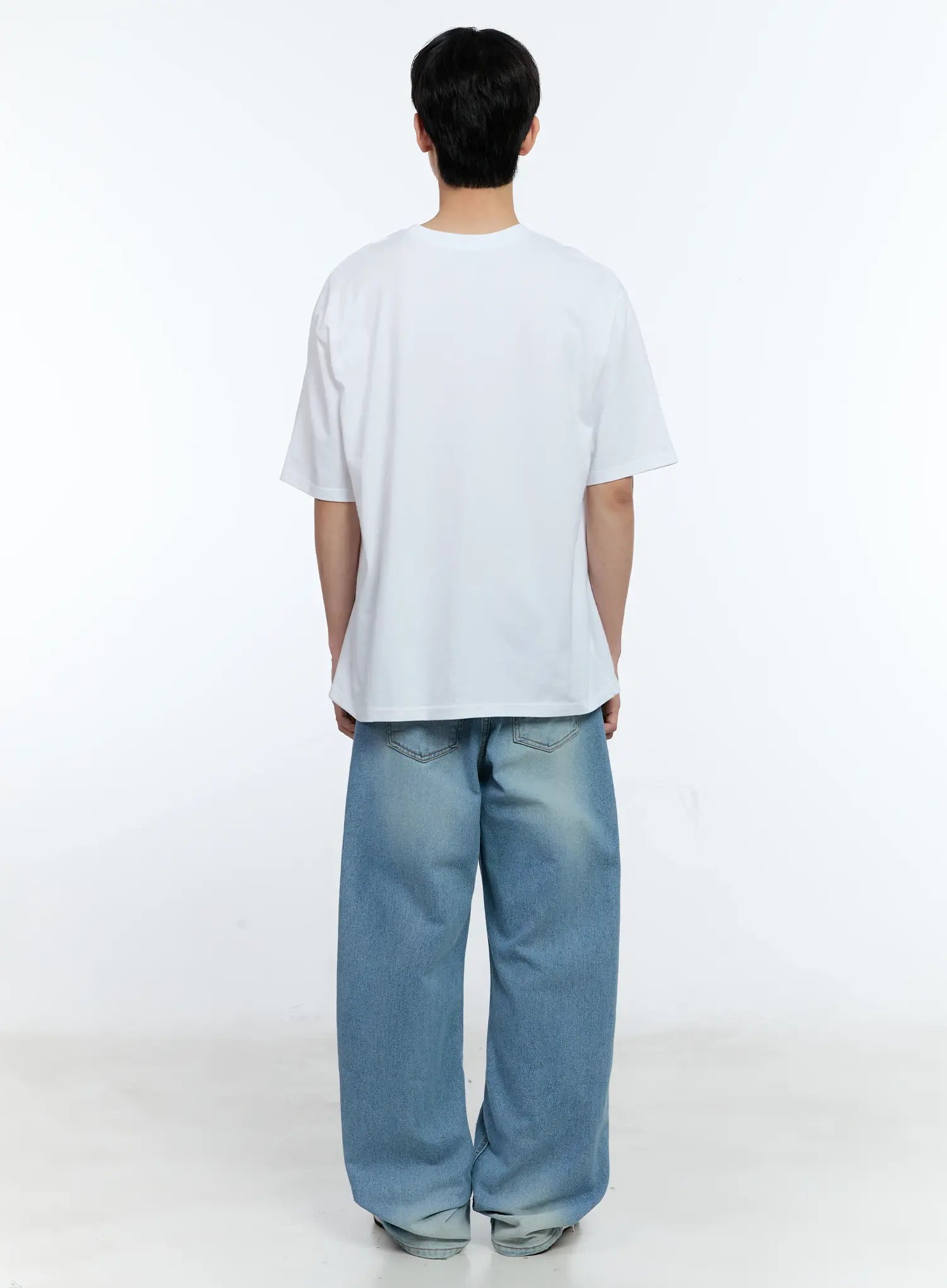 Men's Washed Wide-Leg Jeans IL529