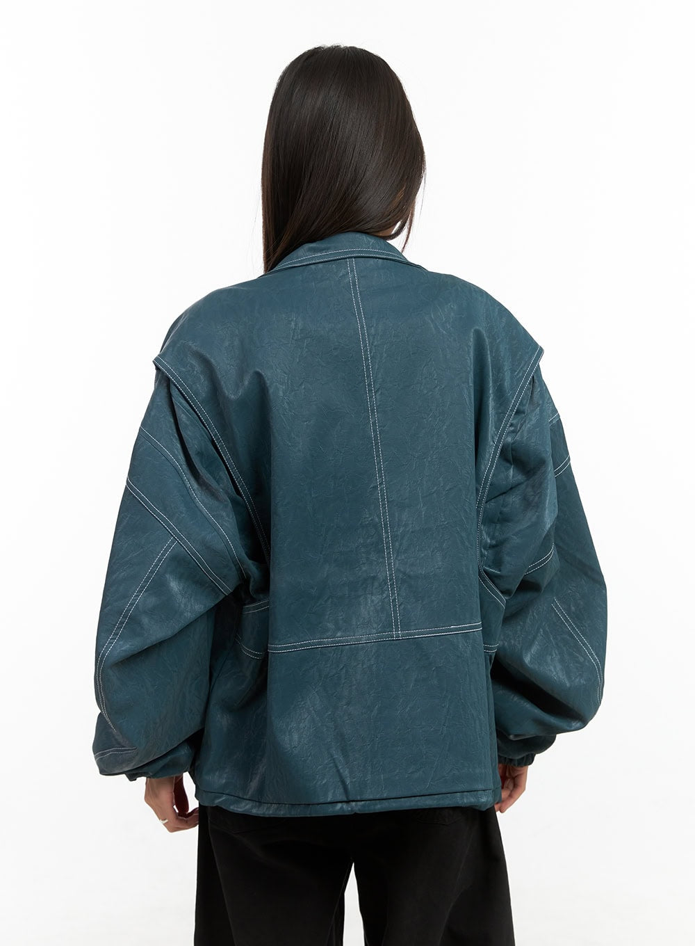 Washed Faux Leather Jacket CO424