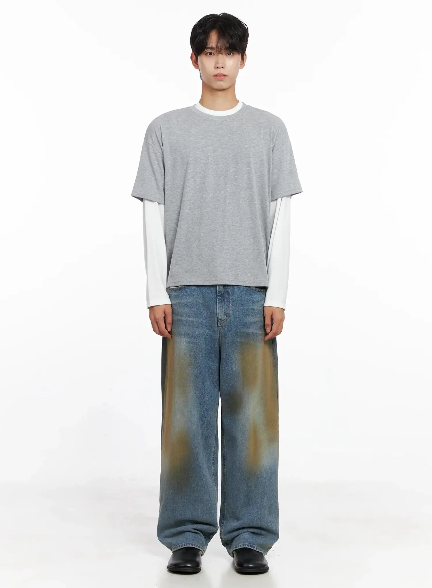 Men's Layered Semi-Crop T-Shirt IO516