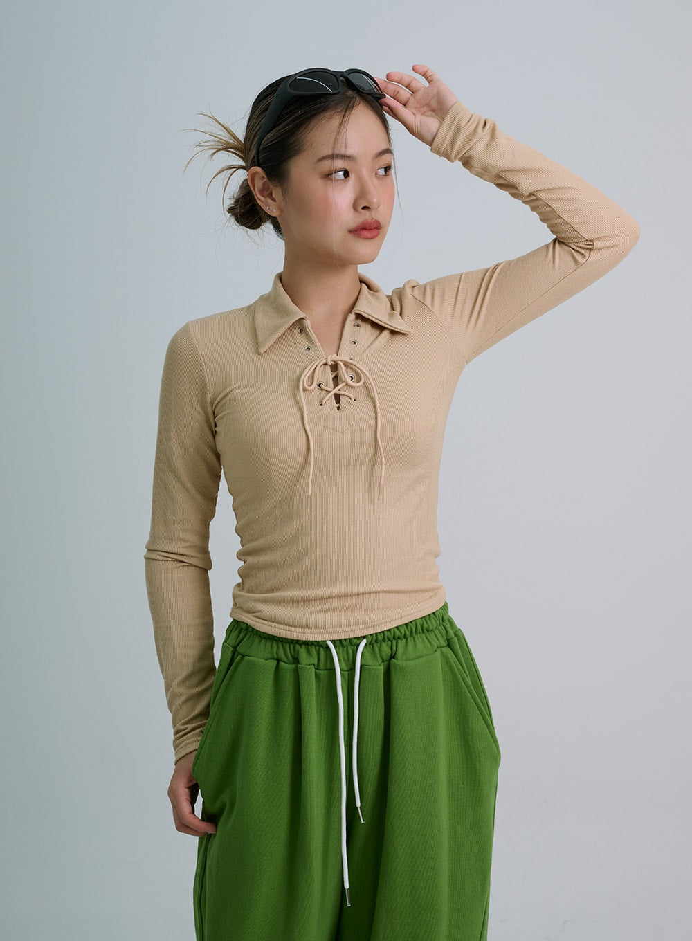 Neck Cross String Collar T-Shirt CO20