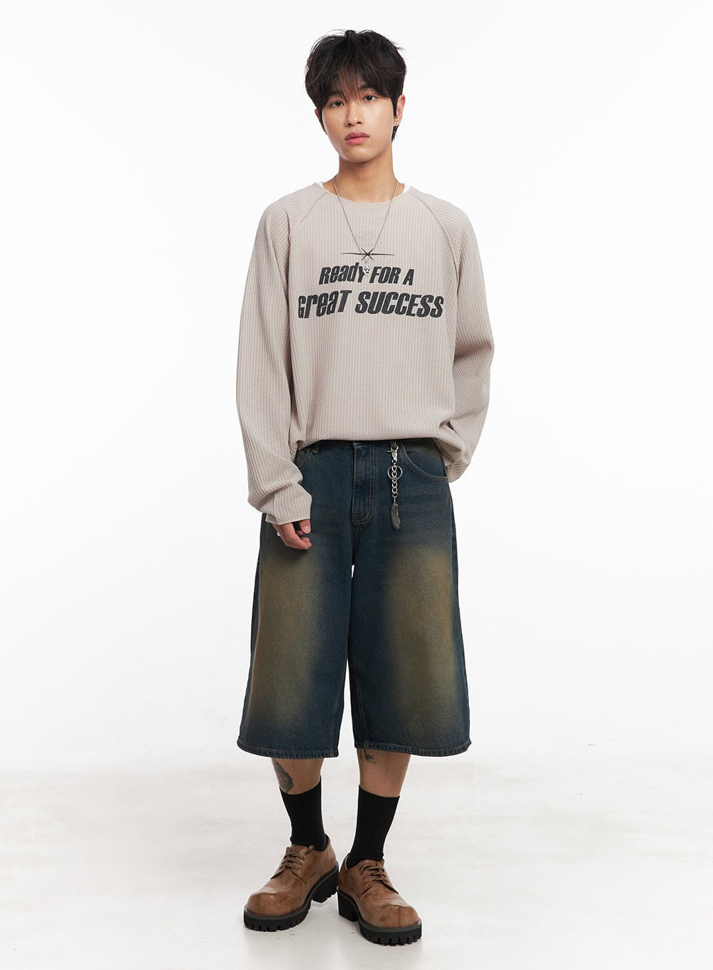 Men's Ribbed Graphic Raglan Sweatshirt IY508