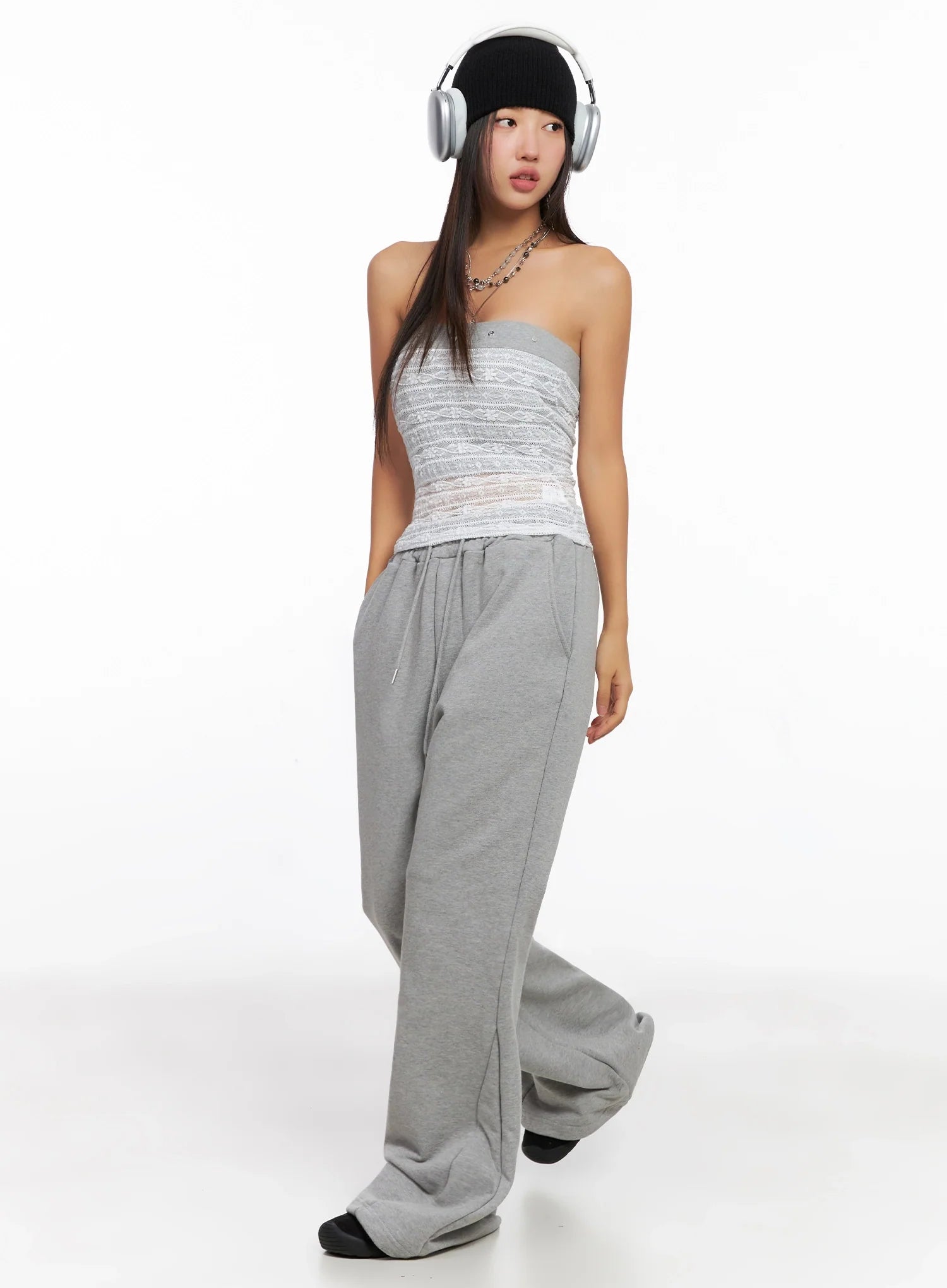 Studded Lace Tube Top IG528