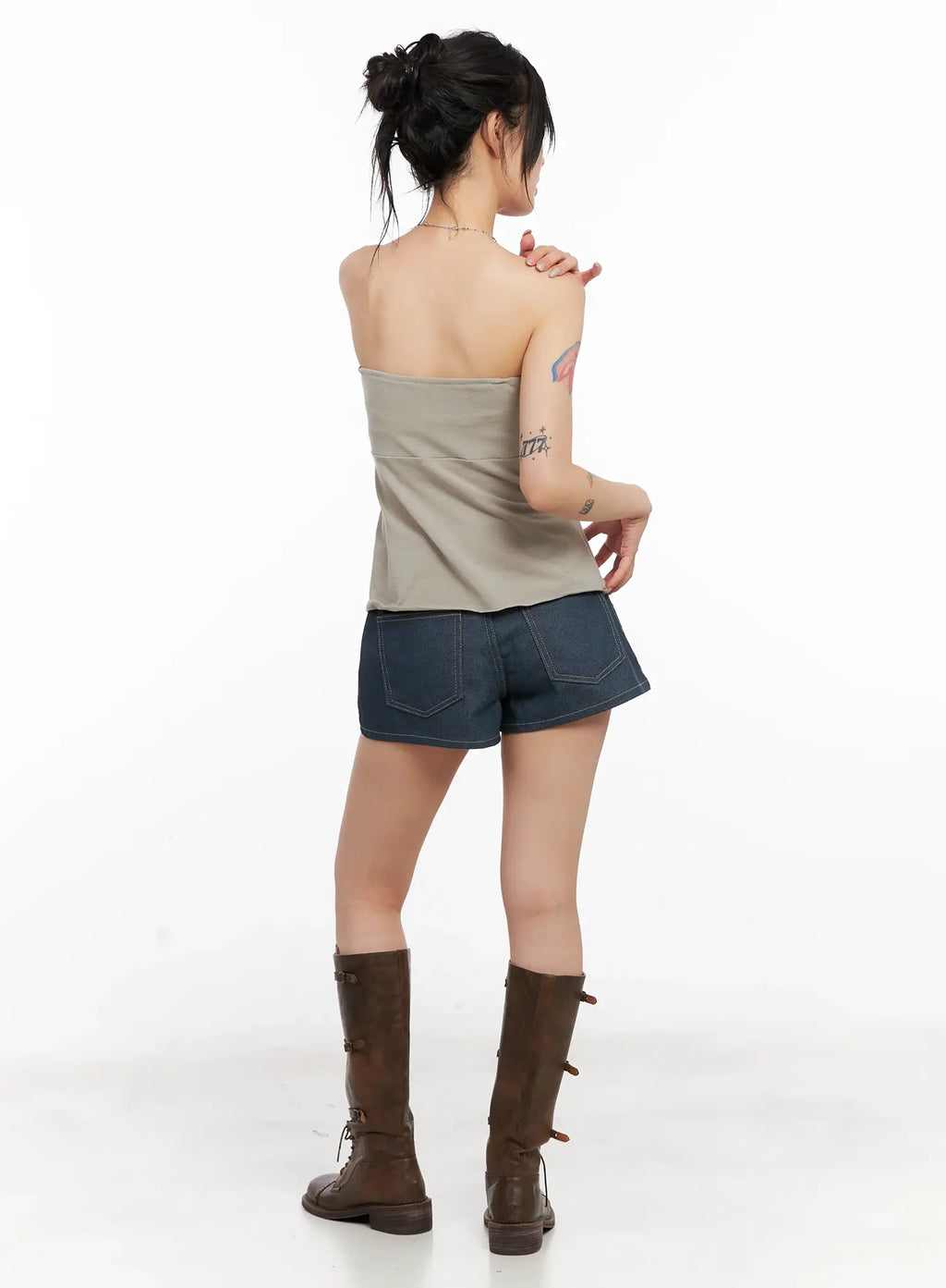 Shirred Ruffle Tube Top CL525