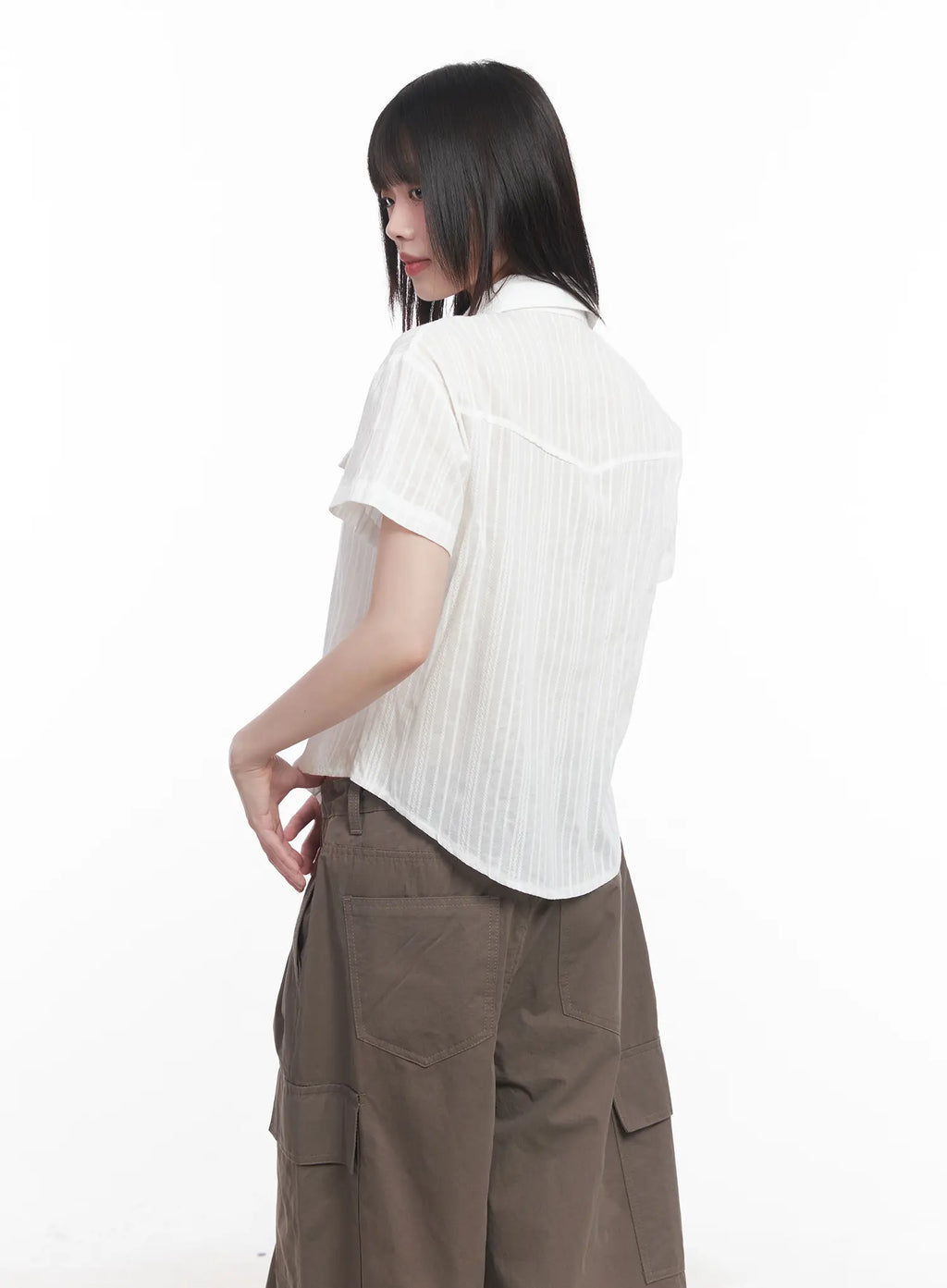 Collared Buttoned Short-Sleeve Shirt CU518