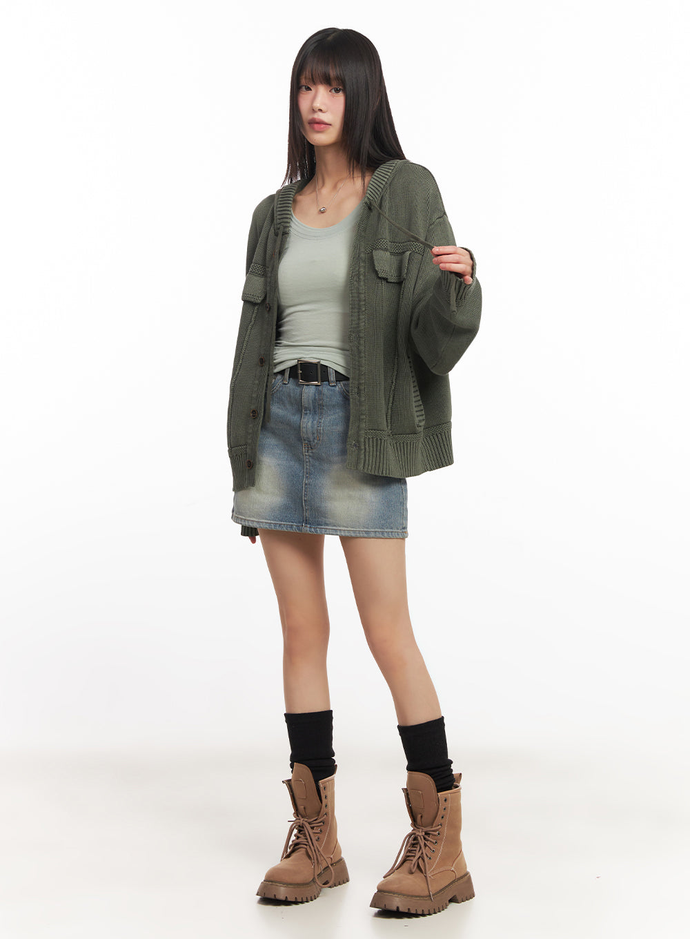 Oversized Hooded Cardigan IA528