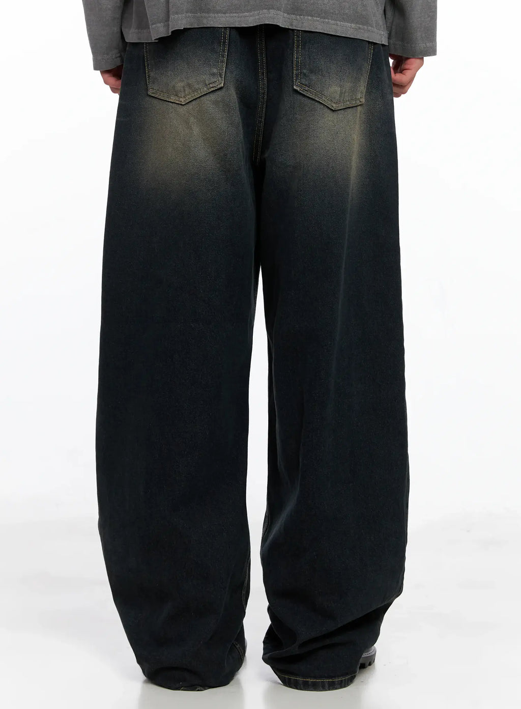Men's Vintage Washed Wide-Leg Jeans IS509