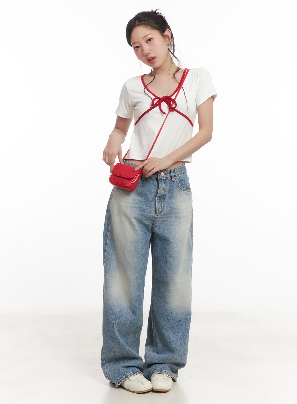 Lumira Back-Detail Washed Wide Leg Jeans CA530