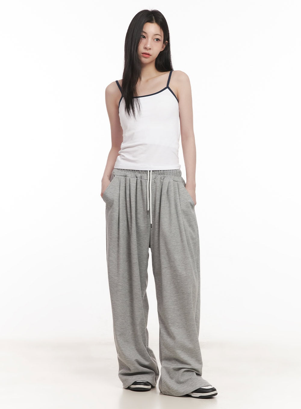 Cozy Pintuck Wide-Leg Sweatpants CM517
